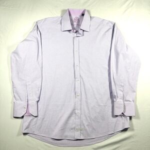 English Laundry Mens Dress Shirt 17 34/35 Purple White Check Button Down Cotton